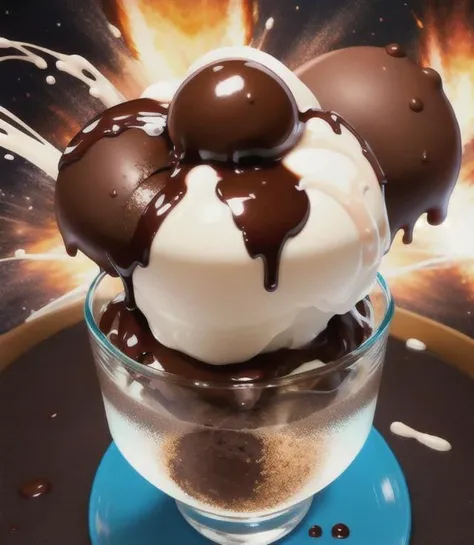 explosion of chocolate ice-cream