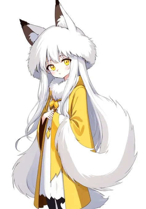 a cartoon image of a woman with long white hair and a furry tail