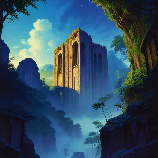 (masterpiece),(best quality),(ultra detailed),(cinematic lighting),illustration,
illustration,painting,highly detailed,sharp focus,cinematic angle,
in a dangerous jungle,mountains in the background,sun light,
(in a fantasy temple ruins:1.2),in the jungle,b...