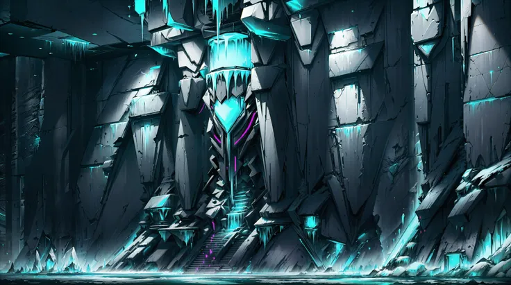 <lora:CyberPunkAI:1>,CyberpunkAI,neon,,
(highly detailed:1.3),
The Glacial Throne Room, the heart of the Frozen Citadel, where an imposing ice throne sits atop a frozen dais, occupied by the ruler of this realm, a formidable ice queen or king, surrounded b...