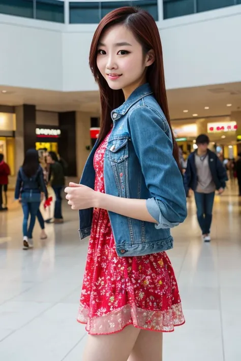 a close up of a woman in a dress and jacket posing for a picture