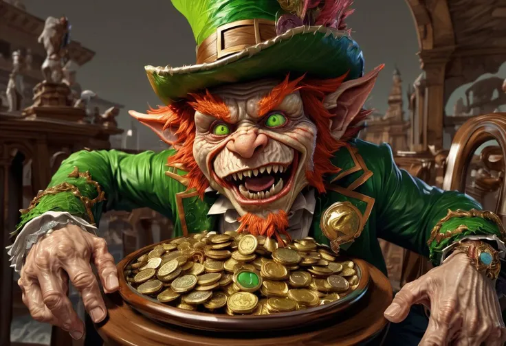 a close up of a leprezi with a pot of gold