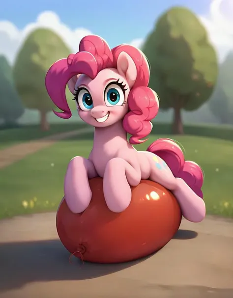 cinematic film still score_9, score_8_up, score_7_up, score_6_up, score_5_up, score_4_up, cute, 
pinkie pie, earth pony, muscular, smirking, feral,
rating_questionable,
meadow, 
(balloon fetish, looner, sitting on a balloon, balloon sitting:1.2), 
(detaile...