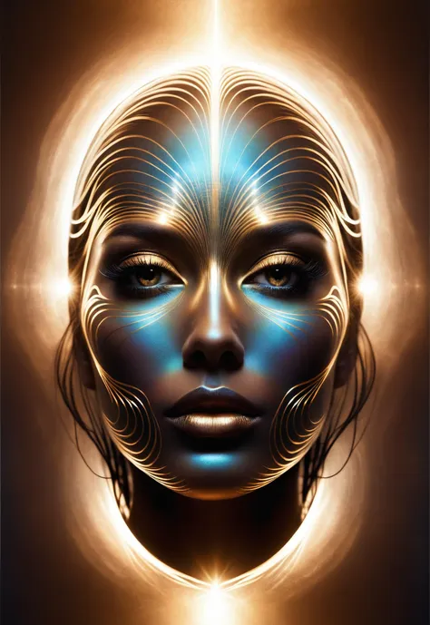 a digital painting of a woman with glowing eyes and a glowing face