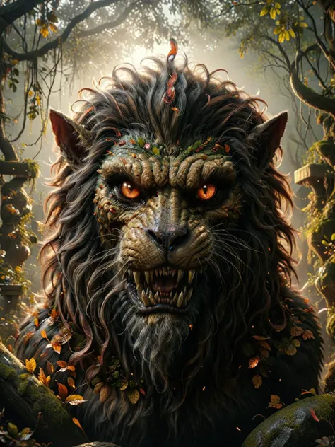 Showcase the creative potential of the magic in the digital age. Solo.
Impactful paint of manticore. Dark Light Khaki Gray background, evil expression. Dark Depressive Horror.
Highly detailed, 8k, sharp, professional, clear, high contrast, high saturated, ...