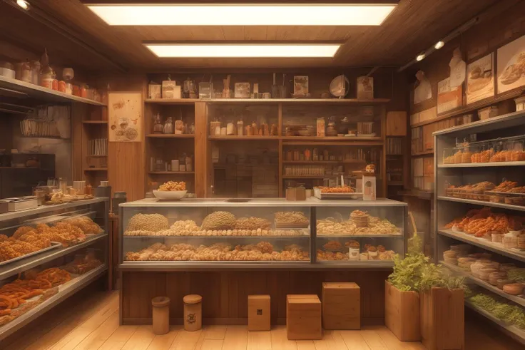 arafed display case with various types of baked goods in a bakery