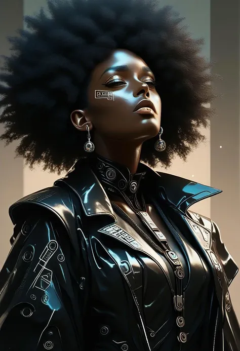 score_9, score_8_up, score_7_up, score_6_up, score_5_up, black woman, dark skin, large round afro, 1girl, sexy futuristic fashio...