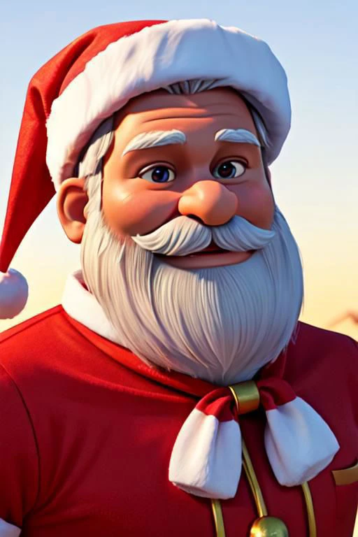 3d model of santa in digital art style, hight quality,detailed, colorful aura, brightly, festively, sharpest possible image
