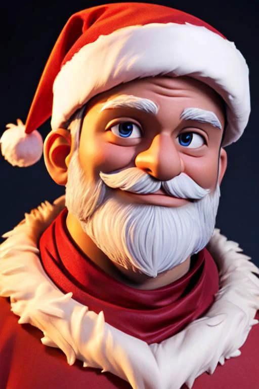 3d model of santa in digital art style, hight quality,detailed, colorful aura, brightly, festively, sharpest possible image