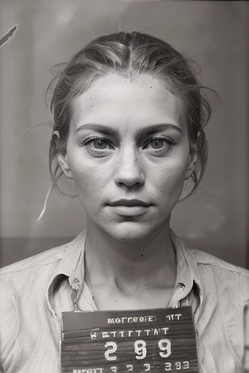 a black and white photo of a woman holding a sign