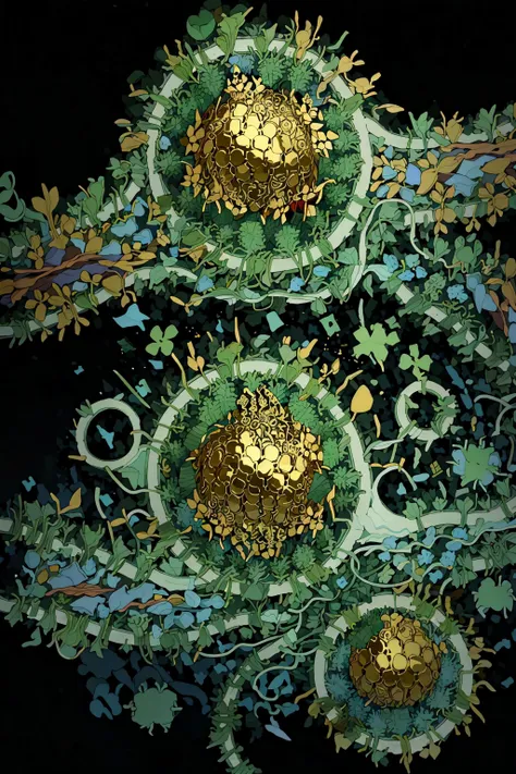 (masterpiece, top quality, best quality, official art, beautiful and aesthetic:1.2), a green four-leaf clover, gold filigree, black background (no humans:2), <lora:Goodsell_v1:1.0>