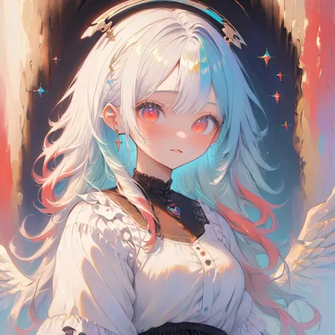 anime girl with white hair and blue eyes wearing a white dress