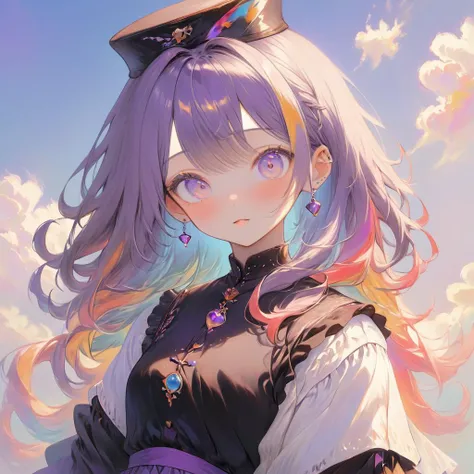 anime girl with long hair and a hat on her head