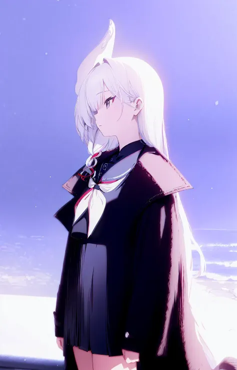 ï¼Vivid Colors:0.56),(1girl:1.3),(messy hair:0.4),(short hair:0.4),(white hair:1.3),(straight hair, black, long hair, gray eyes)
(school uniform, serafuku, )
(white background:1),(simple background:1),
(masterpiece:1.2), (best quality, highest quality), (...