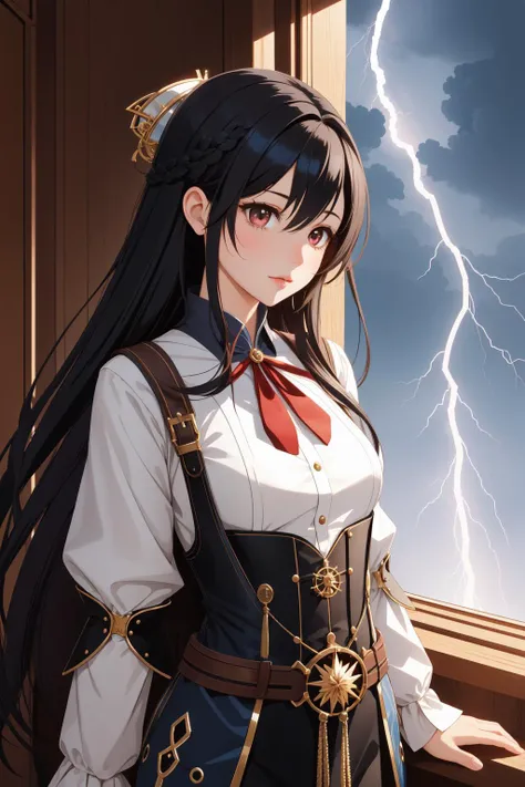 1girl, (designed by WLOP:0.8) , rendered in houdini of a Magical Heisei Era Male Necromancer, his hair is Artisanal, Exceptional Soul Patch, Thunderstorm, soft focus, Dieselpunk, F/8, pixiv