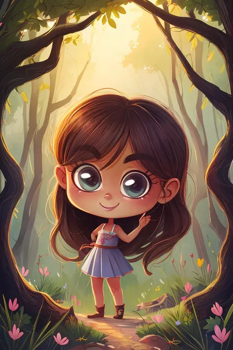 fant,antonella fant,super long hair,lucy,cute girl smiling,in a forest,best quality,masterpiece,ultra high res,<lora:antonellafant:0.8>,chibi,