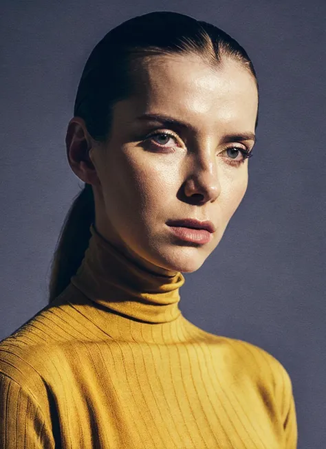 A stunning intricate full color portrait of (sks woman:1), wearing a black turtleneck, epic character composition, by ilya kuvshinov, alessio albi, nina masic, sharp focus, natural lighting, subsurface scattering, f2, 35mm, film grain, <lora:locon_bettygil...