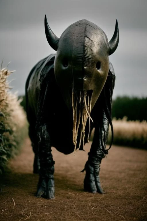 rz88m4c4bre , a closeup of a sinister  ((faceless)) monster , Hieronymus Bosch , night, symmetrical, classy, very detailed,  unsplash  a bull that is stumbling across the floor in the cornstalks, by Grimm Erikson, based on information presented in dnd -4 s...