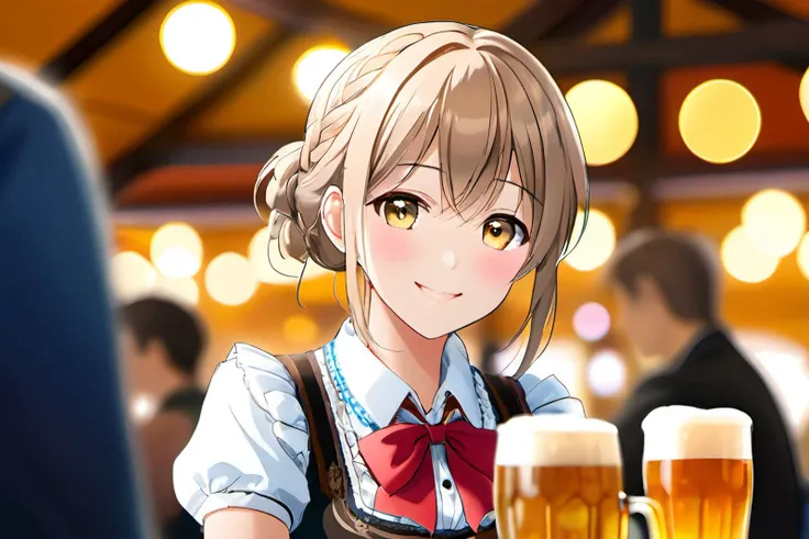 1 girl, bokeh. anime real. Oktoberfest. smile. Prosit.
best quality, ultra detailed.