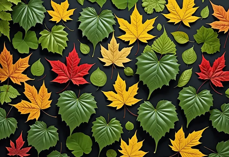 masterpiece, best quality, 8k, professional , by famous artist , trending on artstation, intricated details, detailed, realsitic, boekh , photorealistic, dark shadows, natural light, dramatic, source realistic, Leaves: Collect leaves of various shapes,...