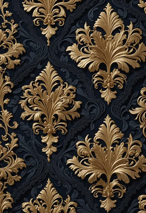 a close up of a wallpaper with gold and black designs