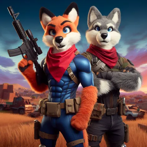 Duo wolf and fox 