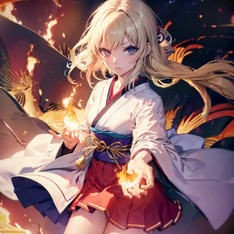 masutepiece、best composition、photorealsitic、((japanese high school girl with pyrokinesis powers creates flames from her palms in...