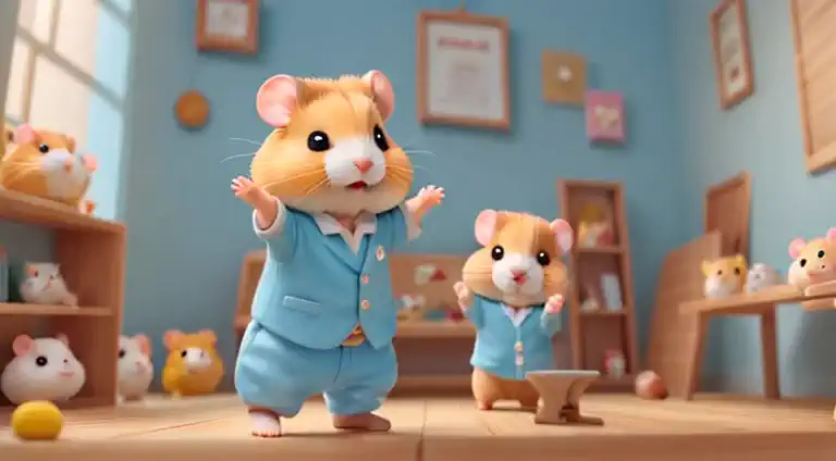 (hamster幼稚園),(dance),踊るhamster:chibi,kindergarteners,kindergarten background,children&#39;toys,wall decoration made by a child,c...