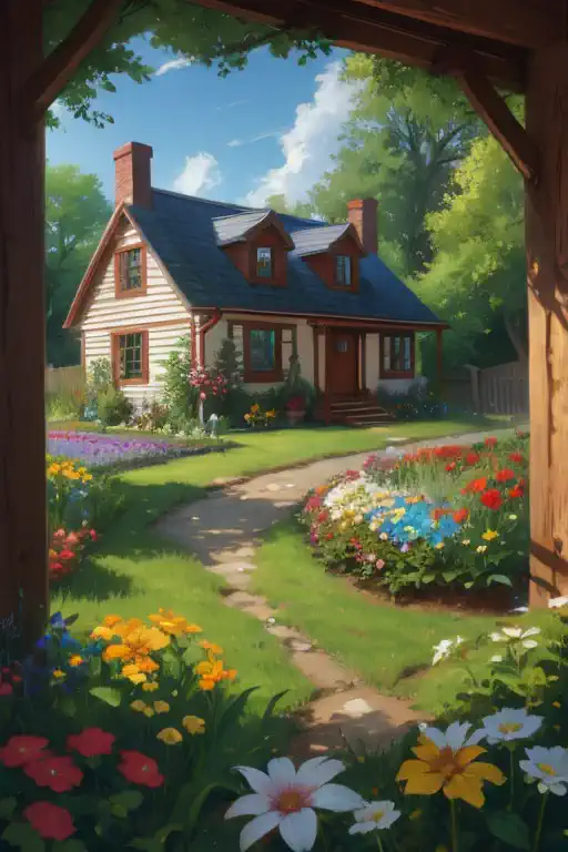 portrait of a cottage flower garden