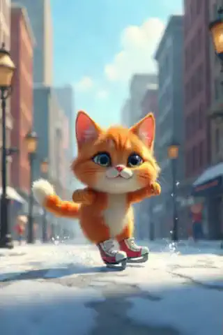 the cat is walking in a relax mood on the road, smiling, sheering