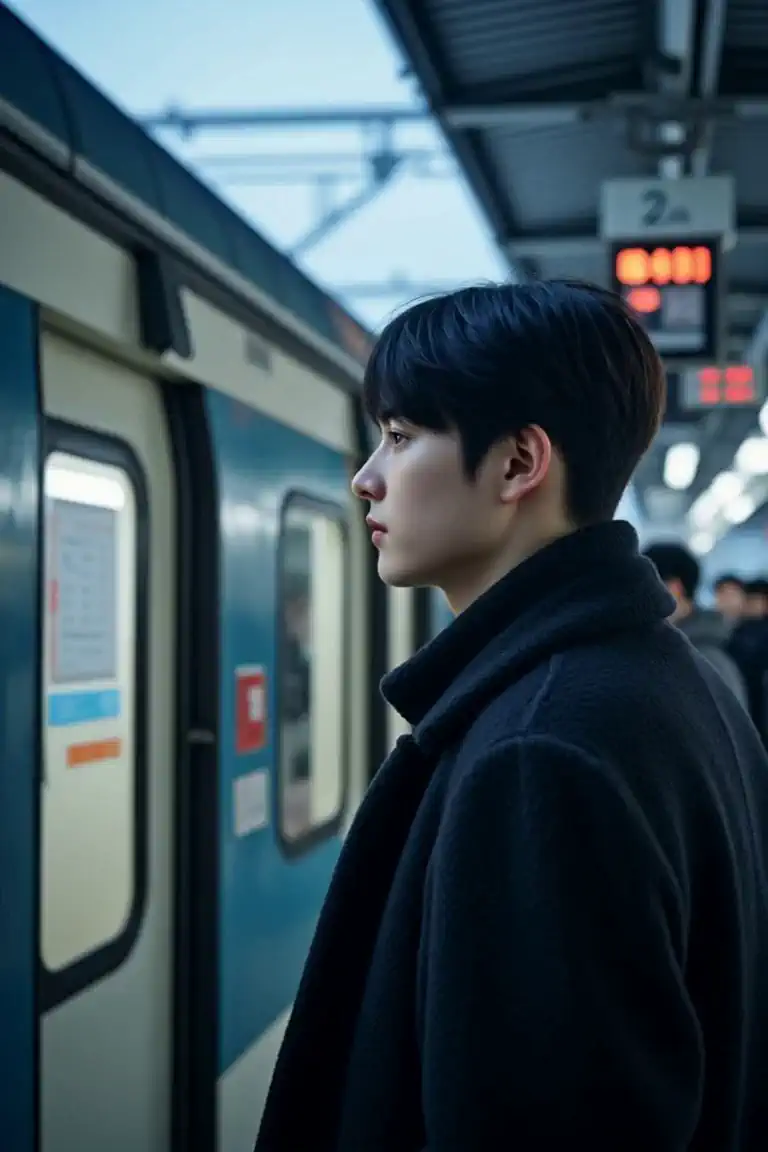 Train leaves ， The male protagonist is lost and lonely watching the train leave