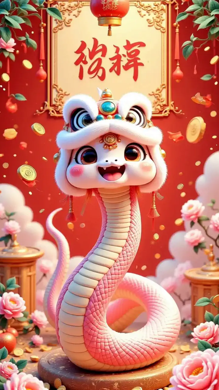 Eye skin up and down close ， snake tail swings left and right ， snake head swings up and down