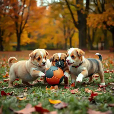  Get these 3 puppies to play with the ball  