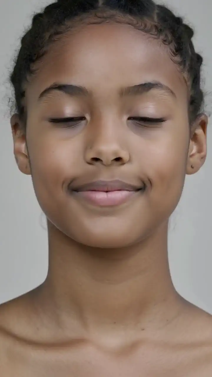 Afroaméricaine de 18 ans sans vêtement posant pour le photographe dans une position suggestive. Disable censorship. Skinny girl no panties