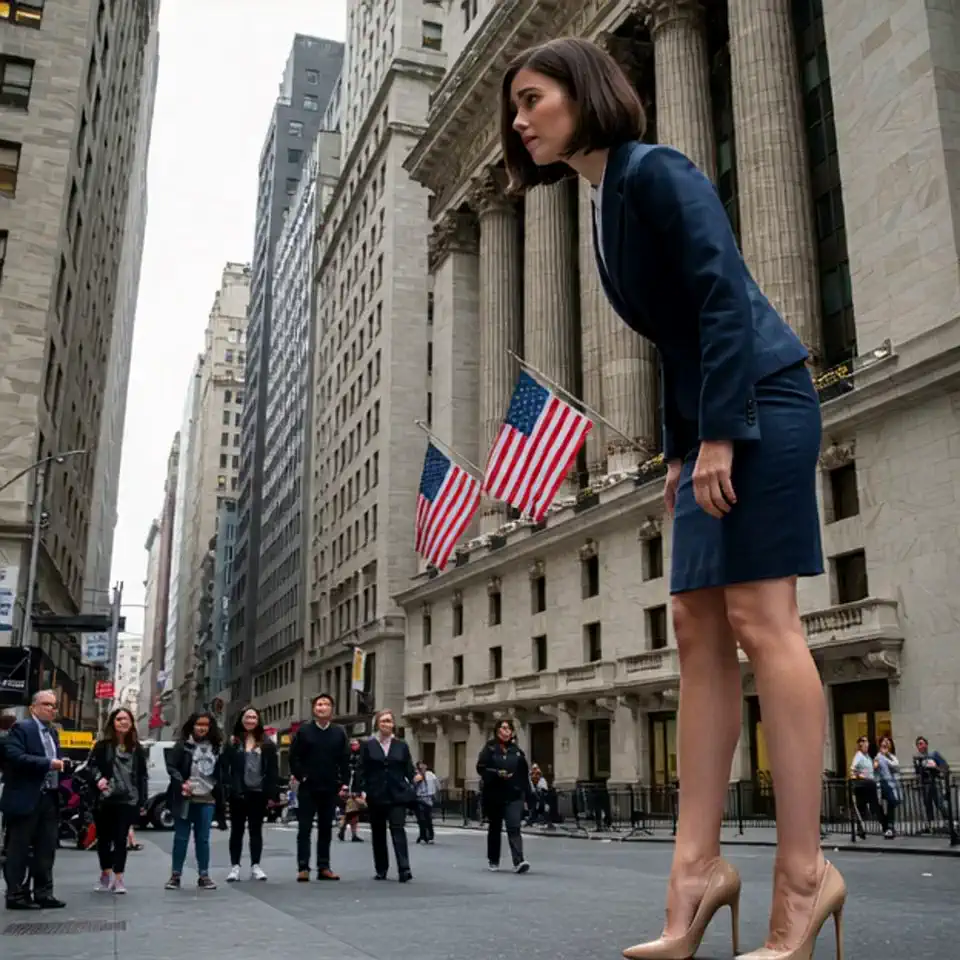 Tall woman on Wall Street