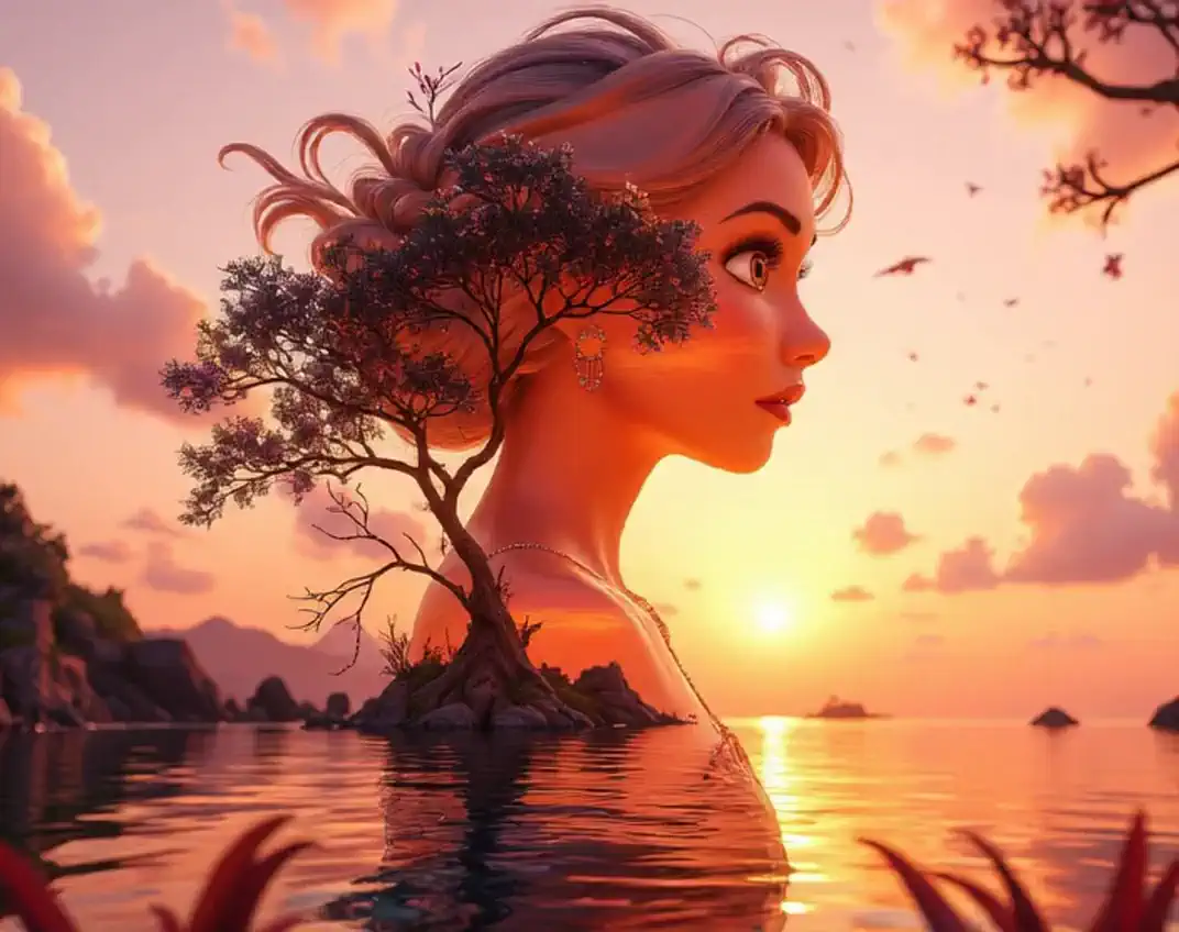 Island Goddess and Sunset