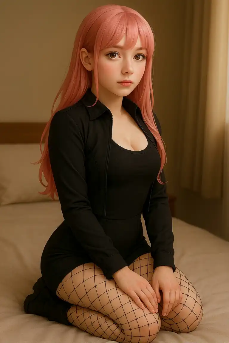 She lightly puts her hand on her cleavage and pulls it down