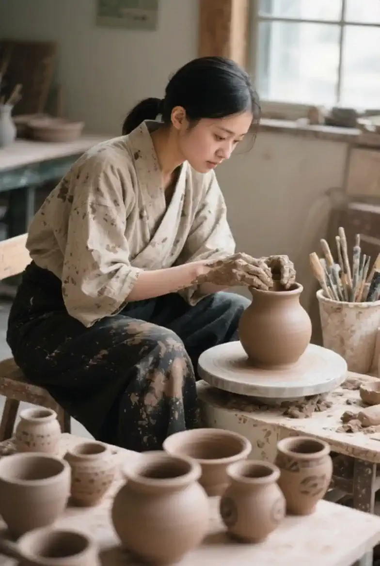 創作に夢中の真剣なまなざし