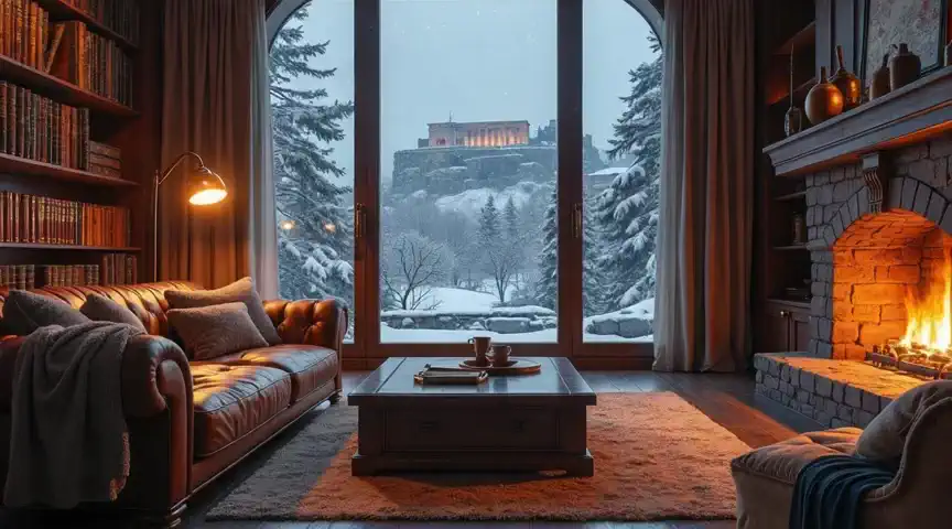 Winter Serenity with a View of the Acropolis