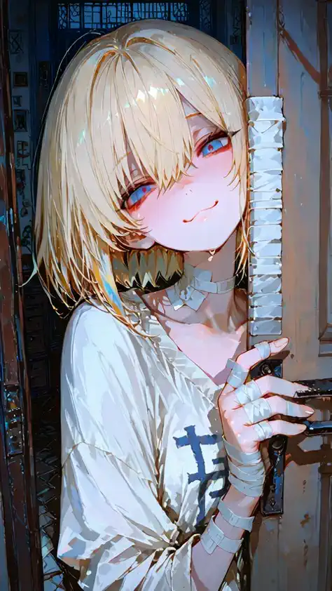 the girl dyes her cheeks red and、吐息しながら、push open the door while exhaling、scatters heart marks