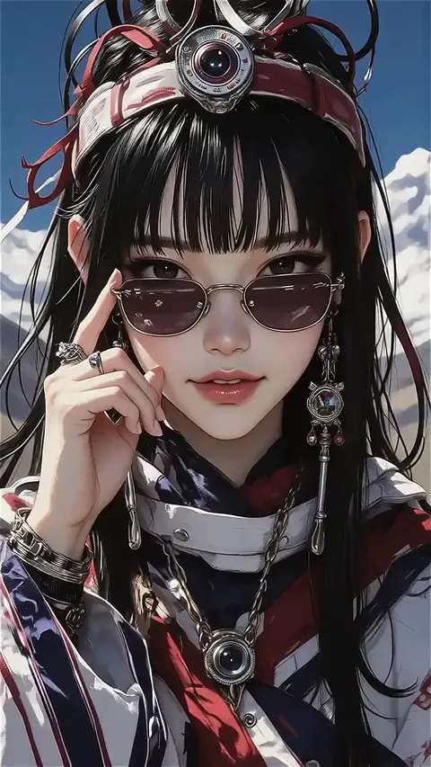 Mountain Ethnic Attire and Sunglasses in a Hidden Realm