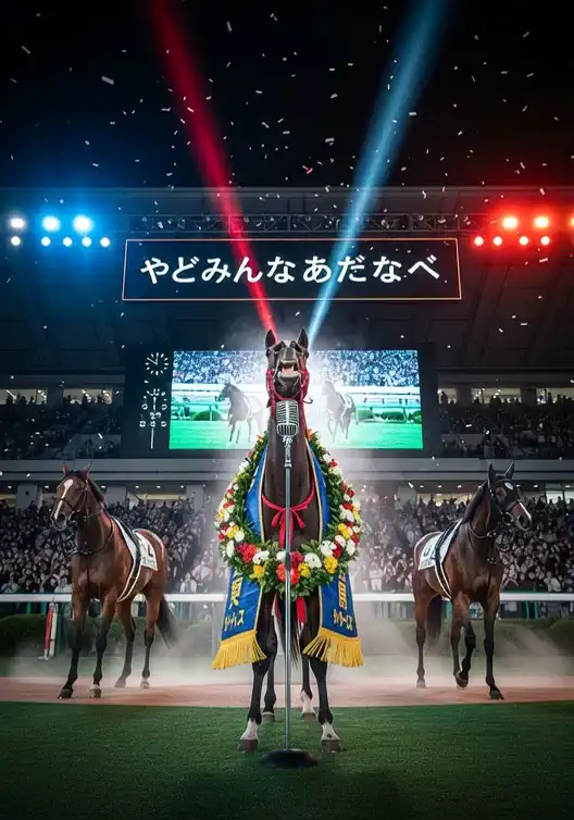 G1を勝利した後のウマがライブするという、画期的なアイデア