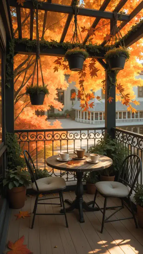 秋のテラスで☕️🍂