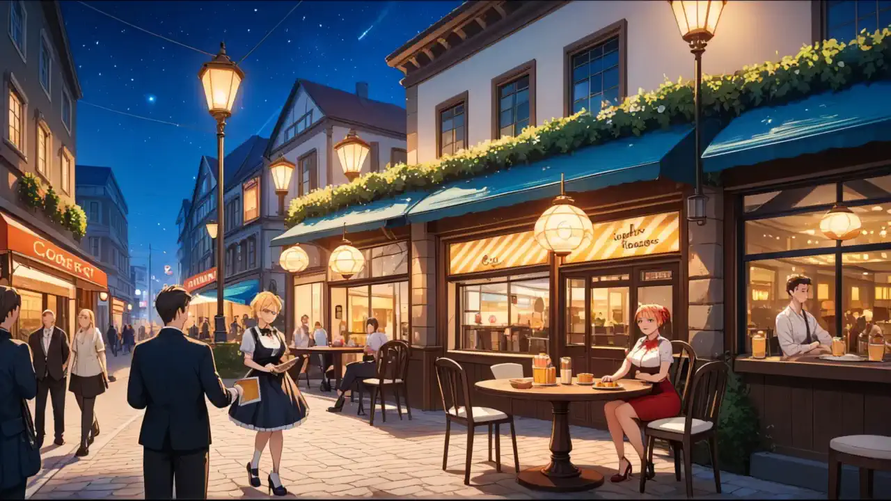 夜のカフェテラス➂