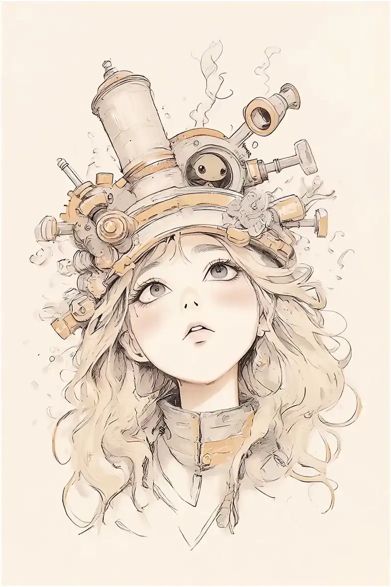 エイリアン帽子の蒸気人形