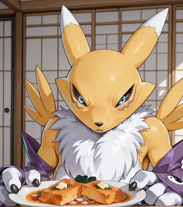 レナモン、揚げだし豆腐に夢中！？👀