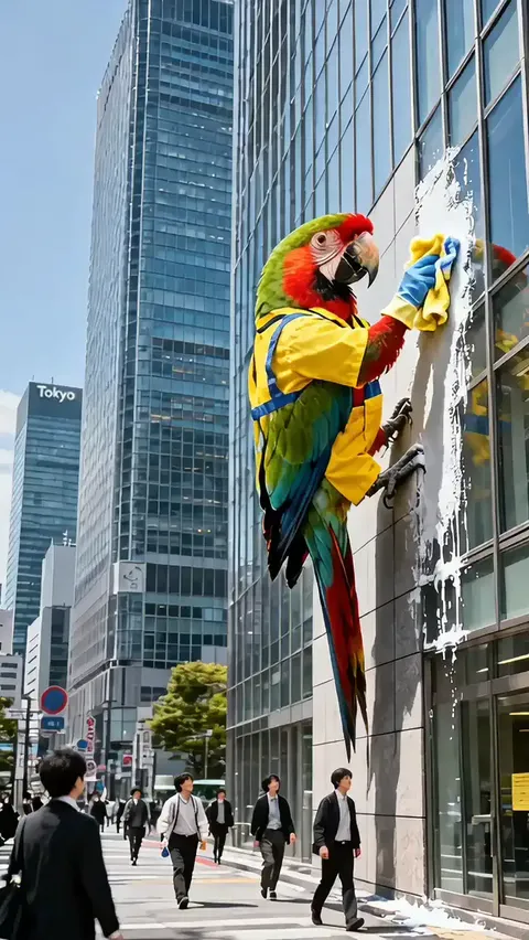 3Dインコの清掃スタッフ