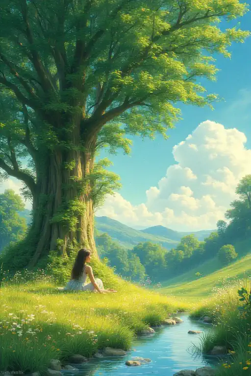 Момент спокойствия под гигантским деревом 🌳✨