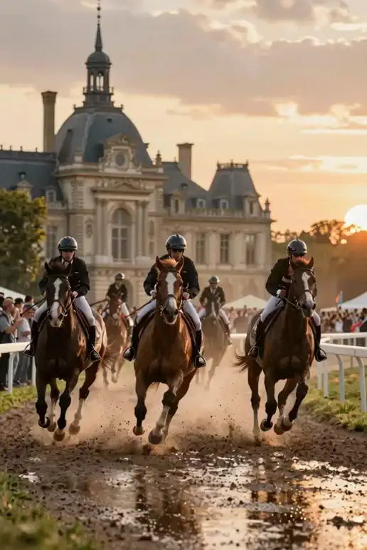Course hippique au coucher du soleil 🏇✨