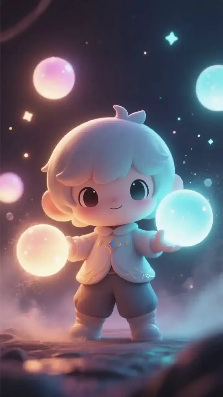 星の光玉を抱えたちっちゃな魔法使い✨